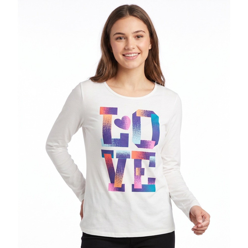 Circo‎ Kids White Long Sleeve LOVE Heart Graphic T Shirt Sleepwear XL